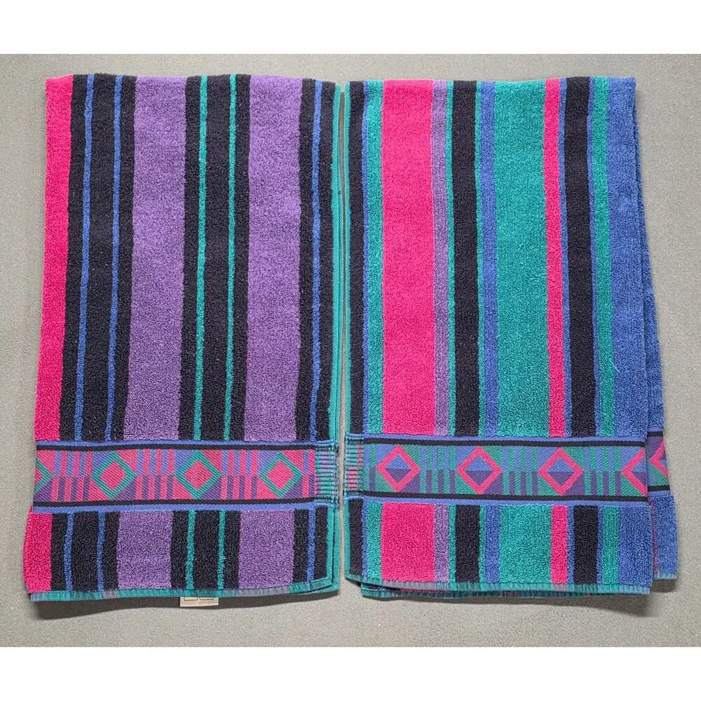 Vintage Fieldcrest Southwest Aztec Set Body Towel 90's Retro Bold